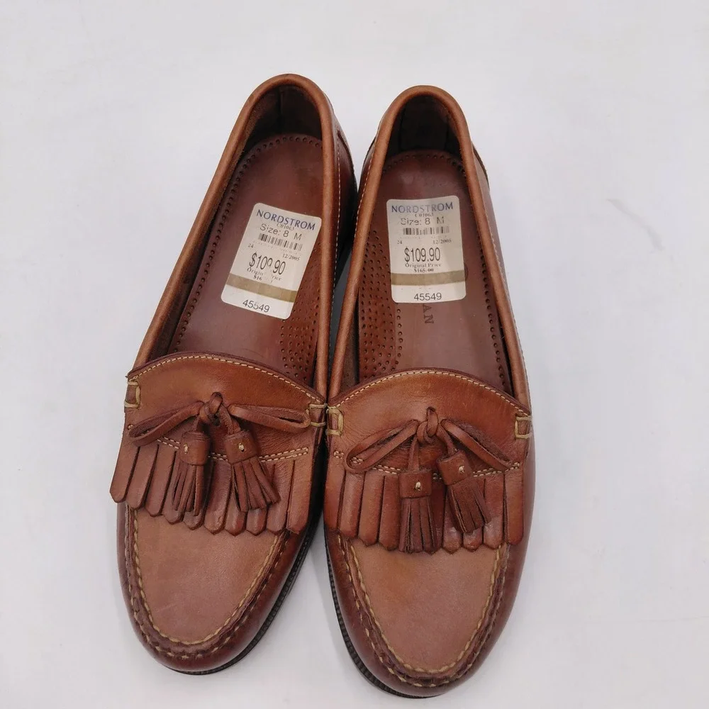 Cole Haan Mens 8 M British Tan Leather Kiltie Tassel Loafers C01063 Brazil Lux
